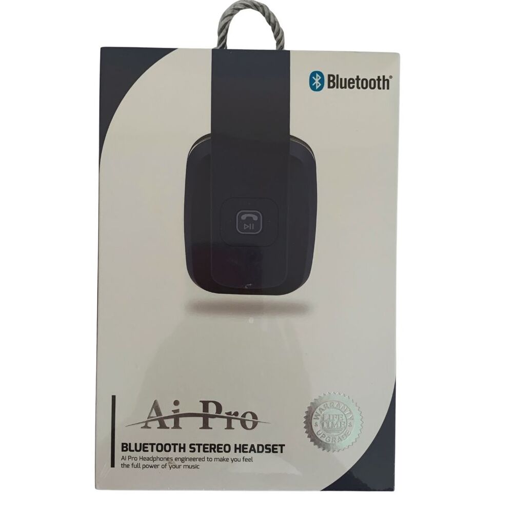 NEW AI Pro AIPro-100 Plus Bluetooth Stereo Headset Headphones Black - Picture 2 of 12